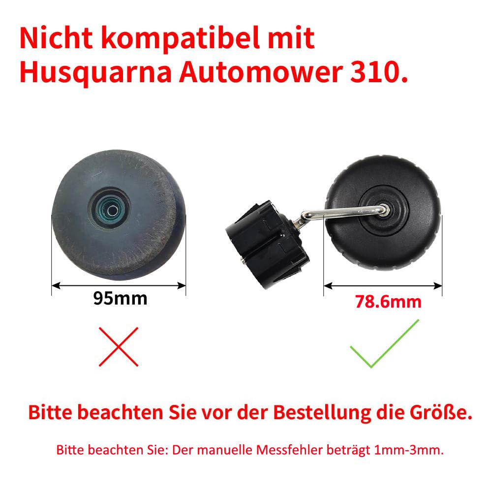 2xRuota per Tosaerba Ruota anteriori Ruota per adattarsi al tosaerba Compatibile con Husqvarna Automower 115H McCulloch Gardena et Flymo Sileno City Life Minimo 589300801 589300802