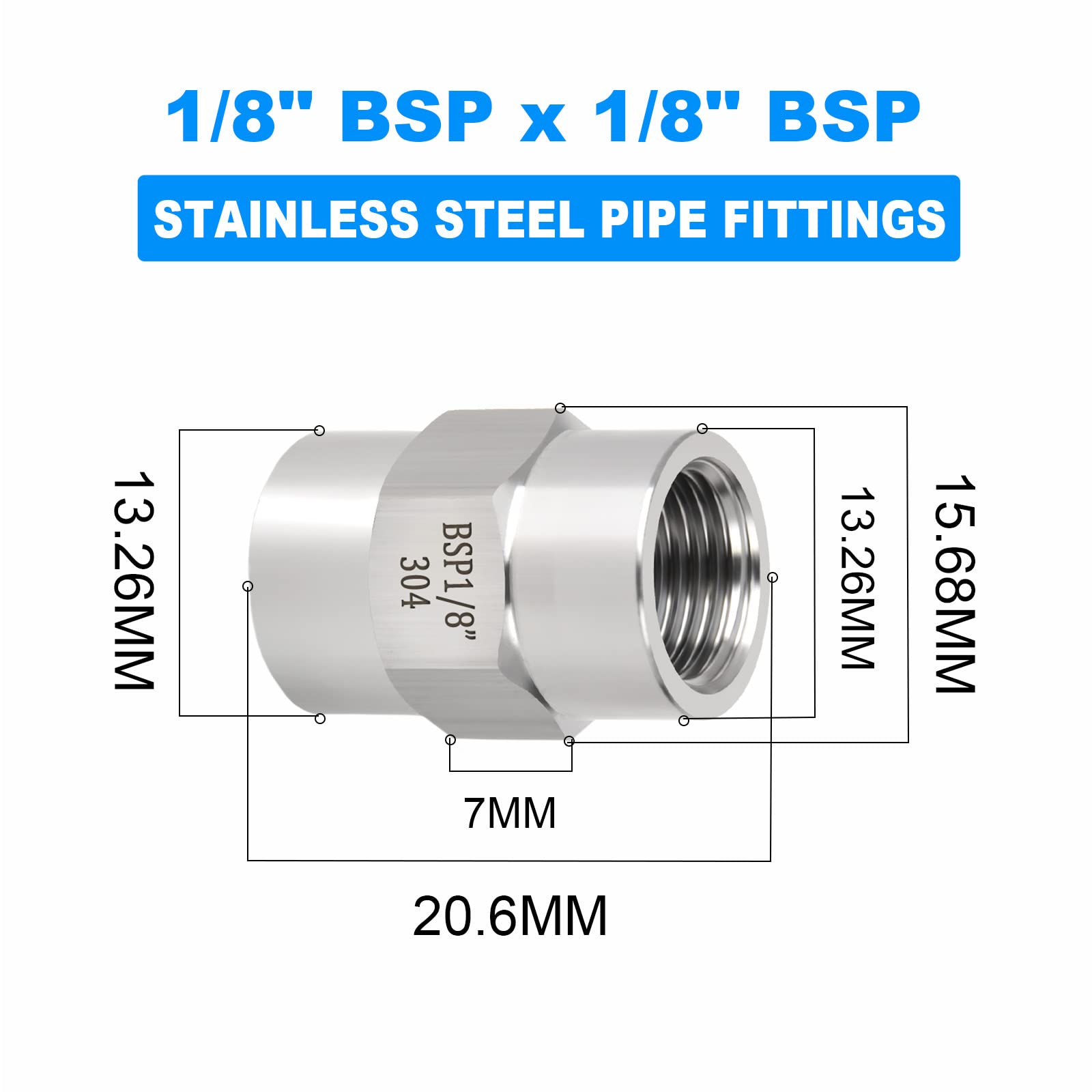 PCP 8 Mm Schnellverbinder Edelstahl Füllnippel 300 Bar – Inkl. O-Ring, Für HPA/N2-Tanks (1/8BSPP)