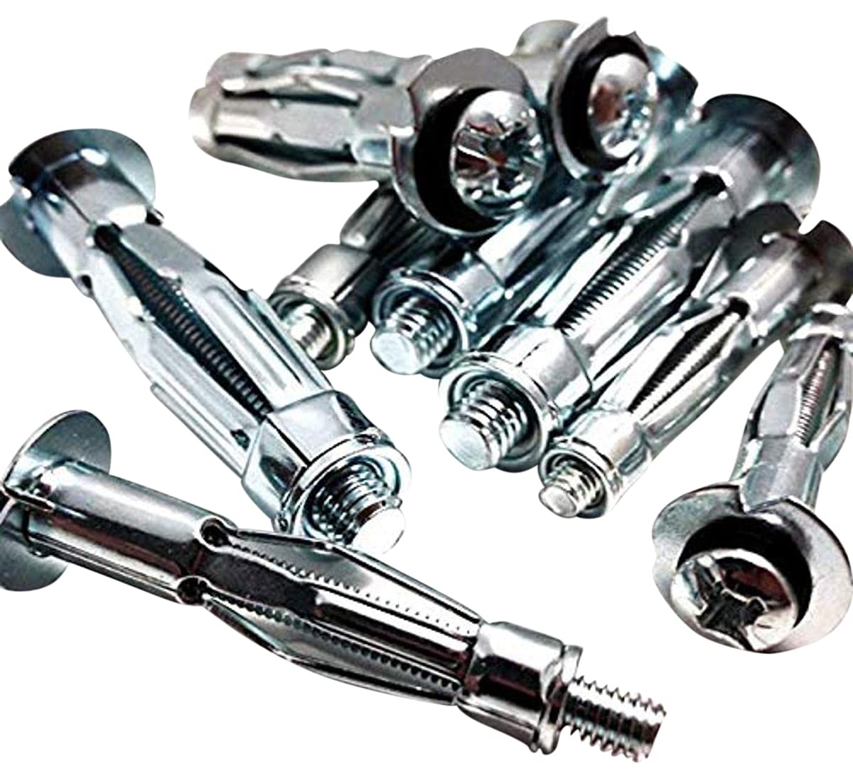 Merriway BH03919 (10 Pcs) M5 x 52 mm (1/4 Inch x 2 Inch) Zinc Plated Heavy Duty Bright Plasterboard Hollow Wall Anchor - Pack of 10 Pieces