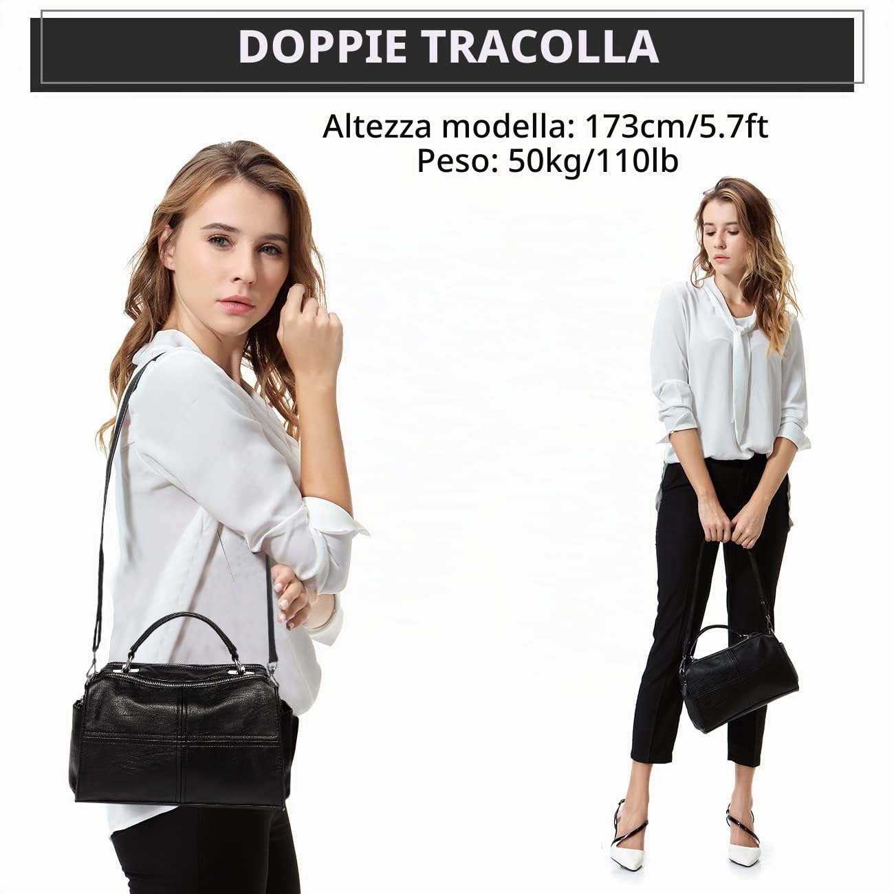 VASCHY Borse Donna a Tracolla Borse Spalla Pelle Borse a Mano Donne Borsetta Moda Borse Tote con Manico Superiore