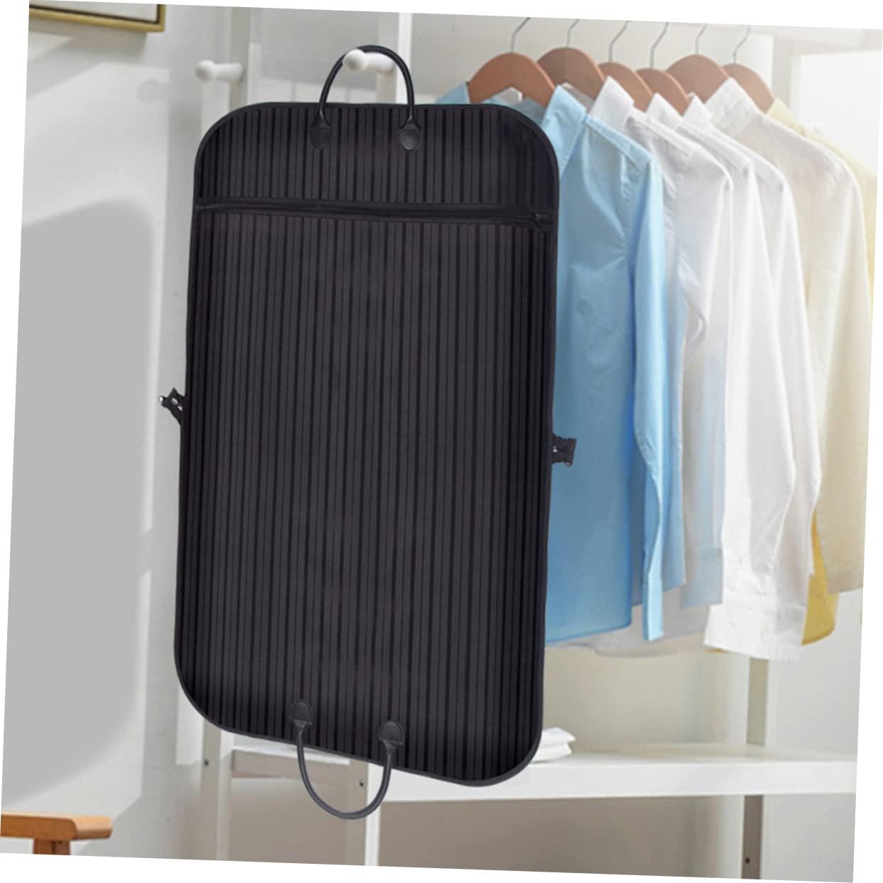 MAGICLULU Anzugshülle Gestreifte Manteltasche Atmungsaktive Kleidersack mit Reißverschluss und Griff Schutzhülle für Kleidung Staub und Schmutzschutz Zufälliger Stil