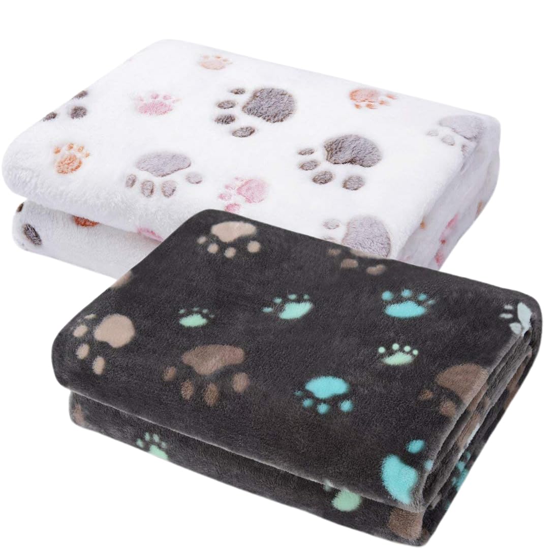 Couvertures pour chiens, Paquet de 2 couvertures pour animaux de compagnie couverture pour chiot couverture pour chat avec impression de patte (60 * 40cm)
