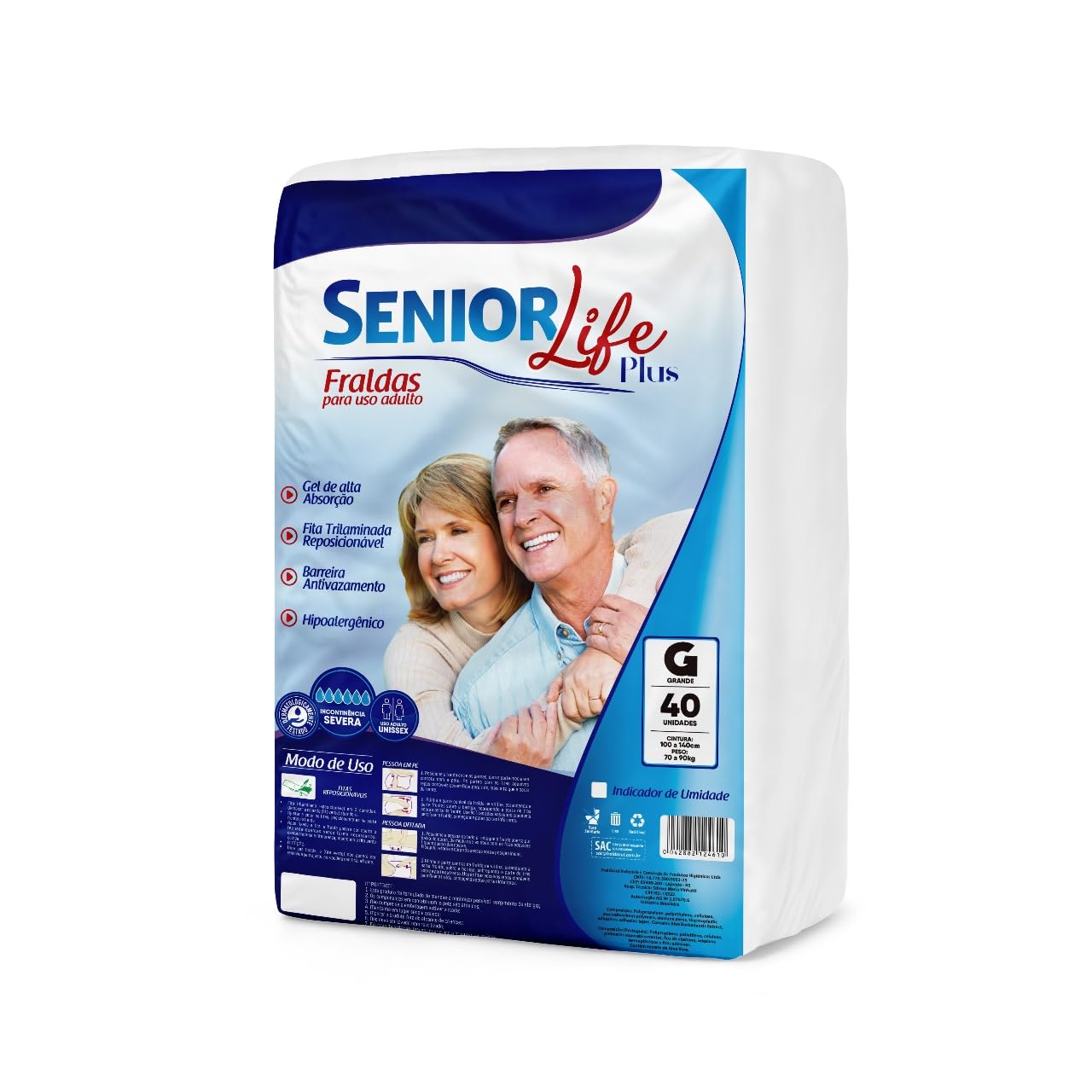 Fralda Geriátrica Senior Life Plus G - 40 Unidades