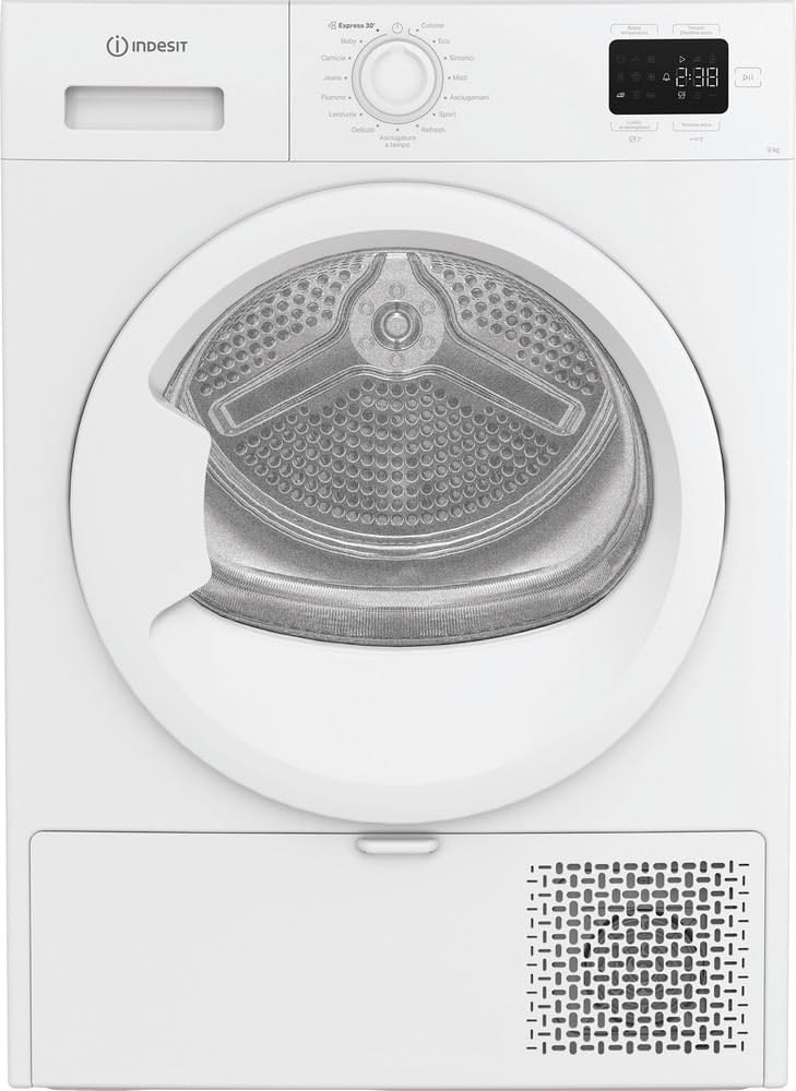 Indesit C YD 92D WW IT – Asciugatrice 9 Kg A Pompa di Calore, Libera Installazione, Classe E, Filtro 2 In 1, Ciclo Veloce, Cotone Eco, Refresh. 84,6 x 59,8 x 60,7 cm