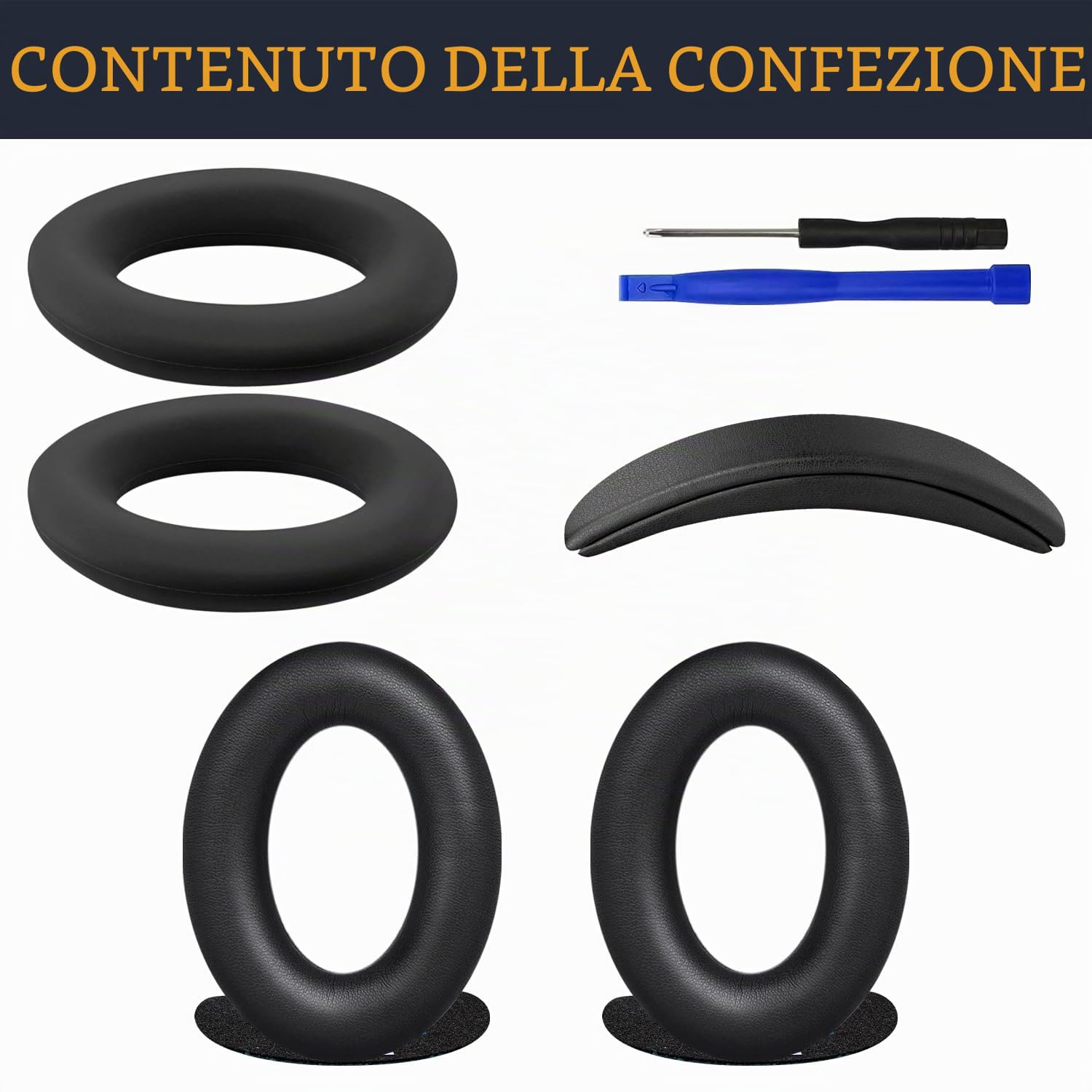 SOULWIT Cuscinetti auricolari+archetto+copriorecchie in silicone, kit di ricambio per Bose QuietComfort 25 (QC25) - Nero