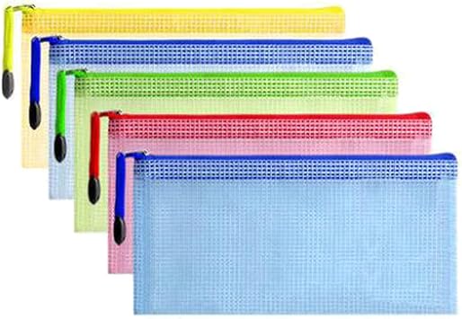 5PCS A6 Small Zipper Envelope Document Storage Pouch Bag,Zipper Mesh Pouch, Waterproof Zipper File Bags,Multipurpose Travel Bags for Office Supplies