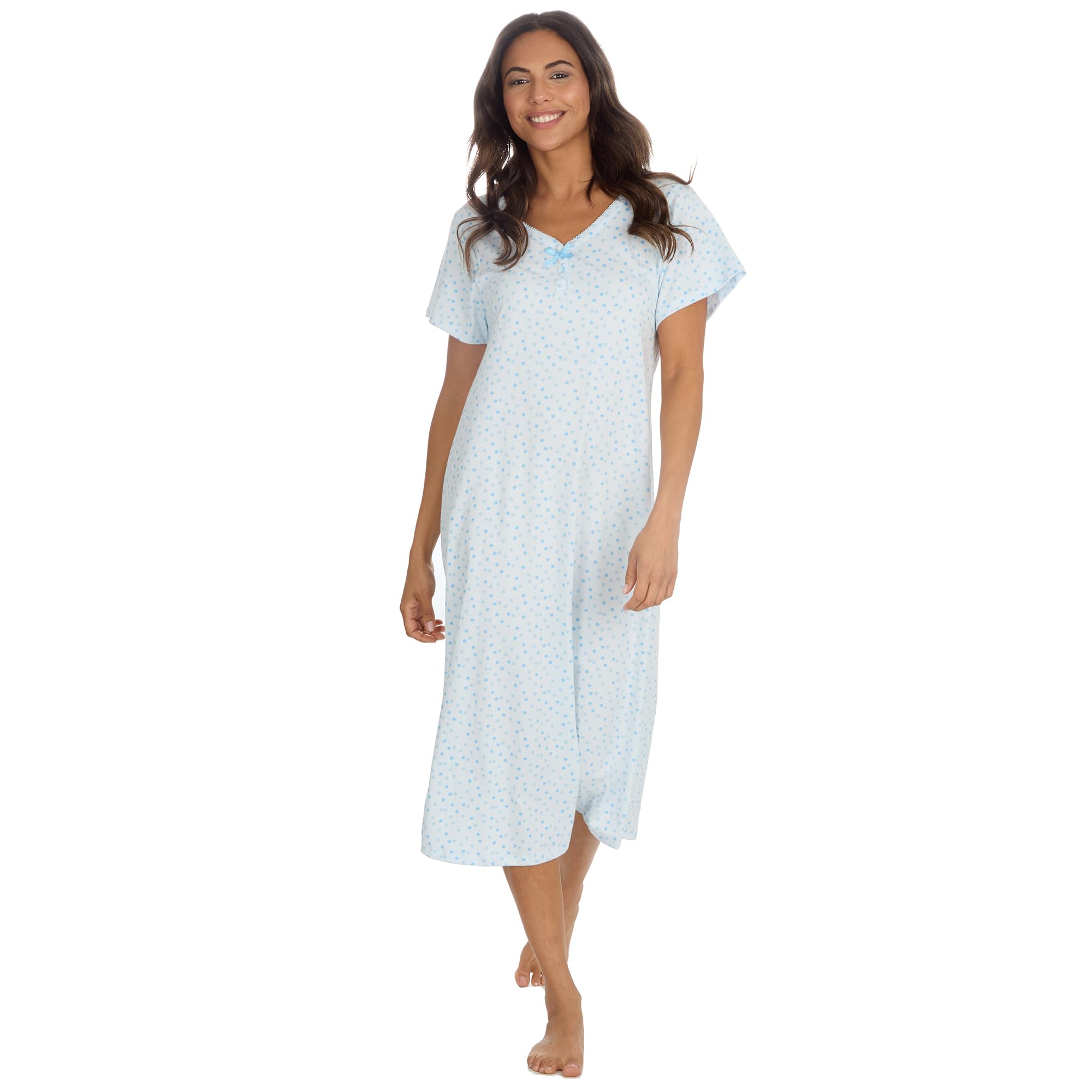 Undercover Women's Blue Spot Short Sleeve Cotton Nightie 34B1955 14-16