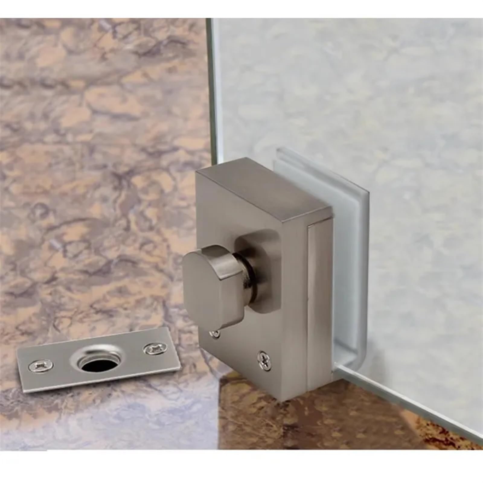 1 Uds. Pestillos de puerta de vidrio, cerradura/perno, vidrio de 8-12mm, sin perforación, for puerta de vidrio doble/simple de baño, puerta de vidrio sin marco(Brush single)