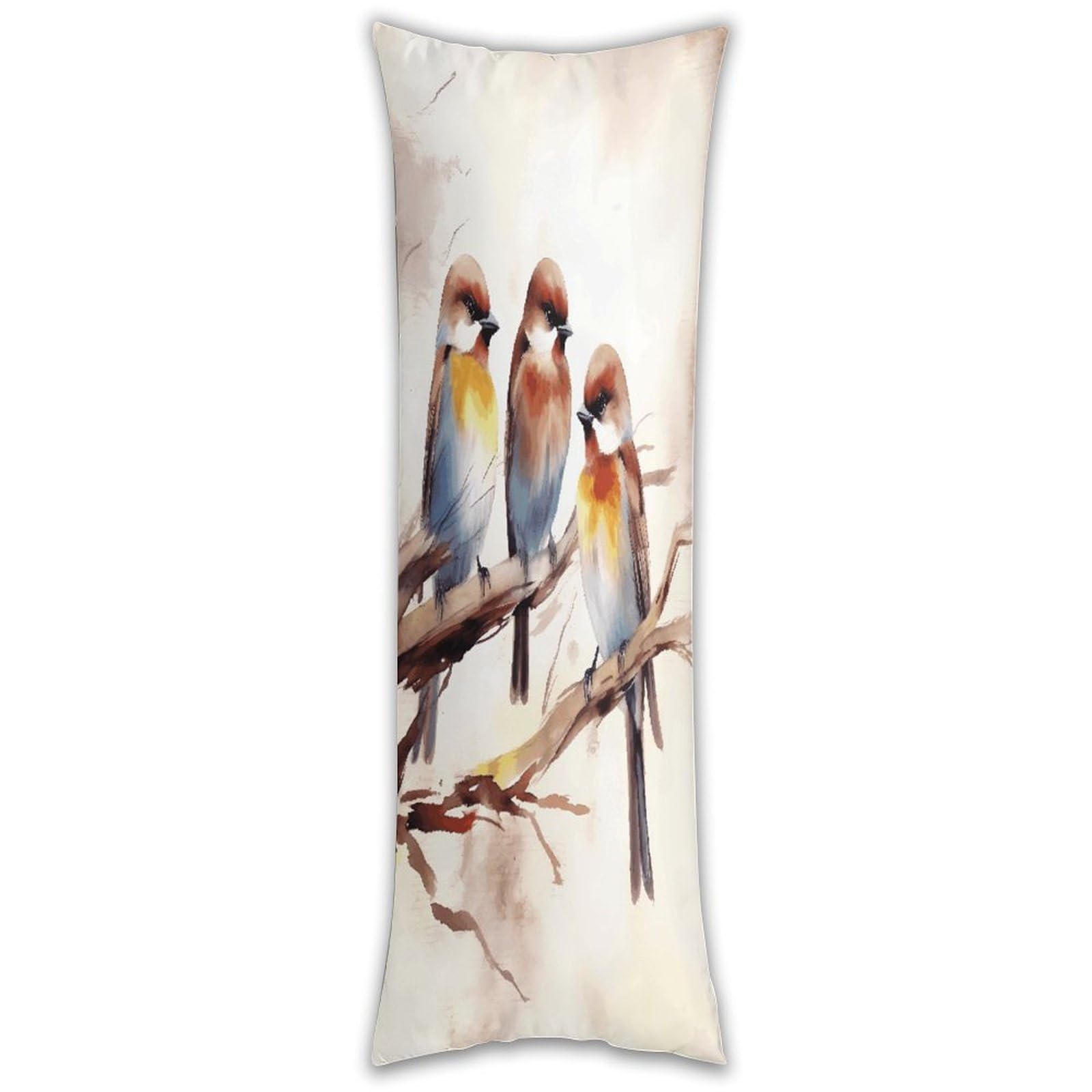 Birds Resting on Tree Branch Long Pillow Case with Zipper Ultra Soft Microfiber Long Pillow Cover Breathable Body Pillow Protector Soft Wrinkle Pillowcase for Bed Sofa Bedroom 53 X 19 in