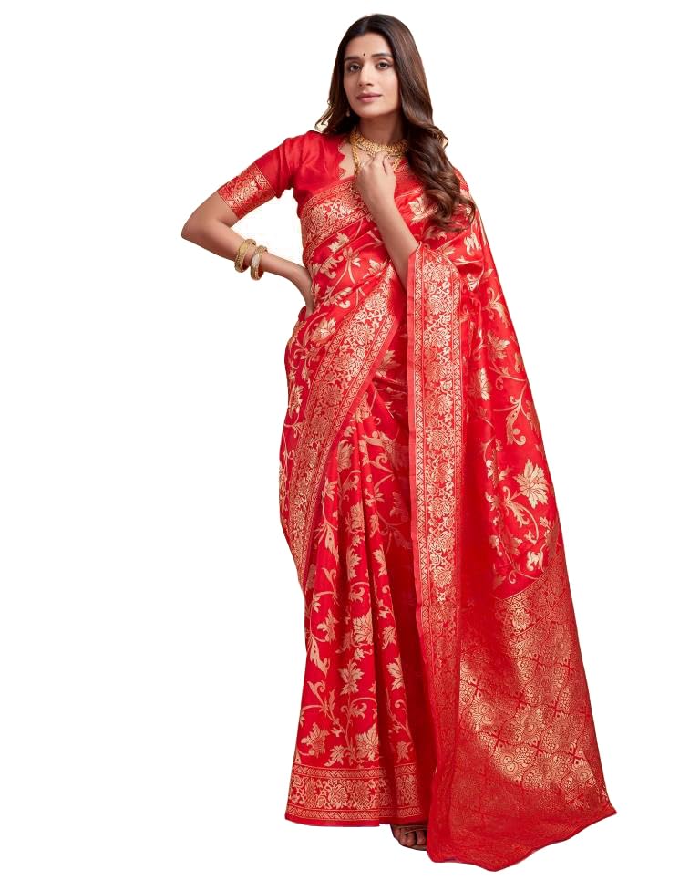 SugathariWomen's Pure Kanjivaram Silk Saree Banarasi Silk Saree With Blouse Piece (SAM PARI S-7)