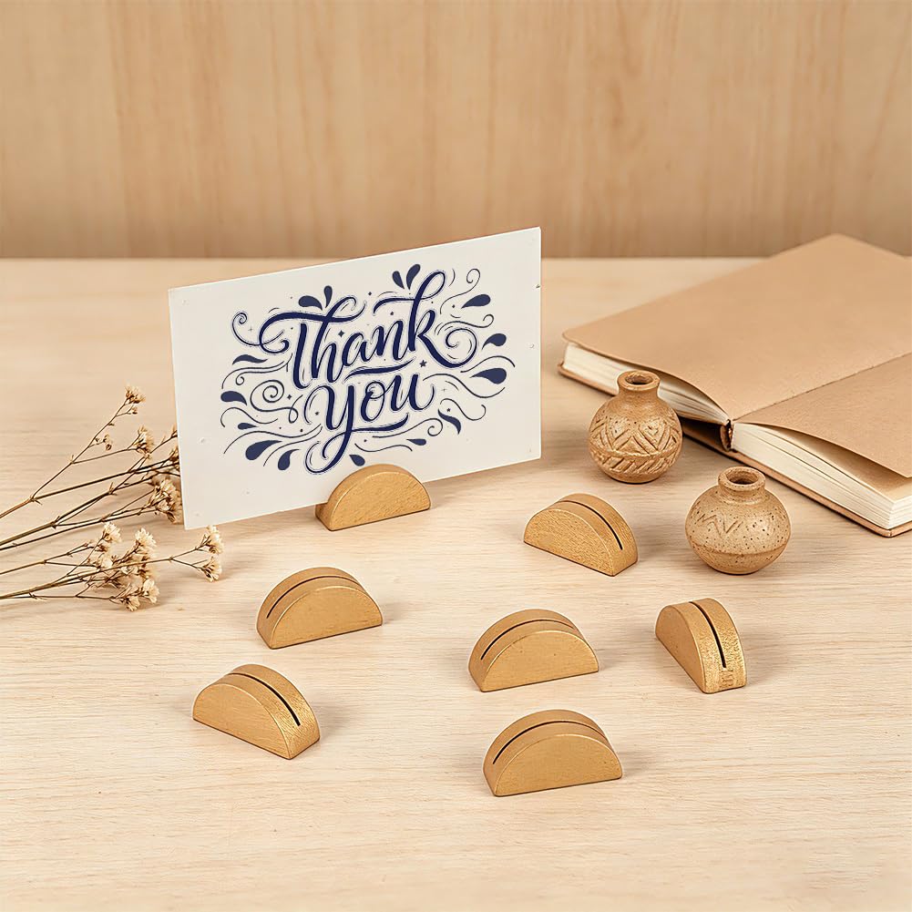 MAYJOYDIY 100 soportes para números de mesa de madera, semicirculares, cuadrados, semicirculares, para bodas, eventos, decoración, BurlyWood