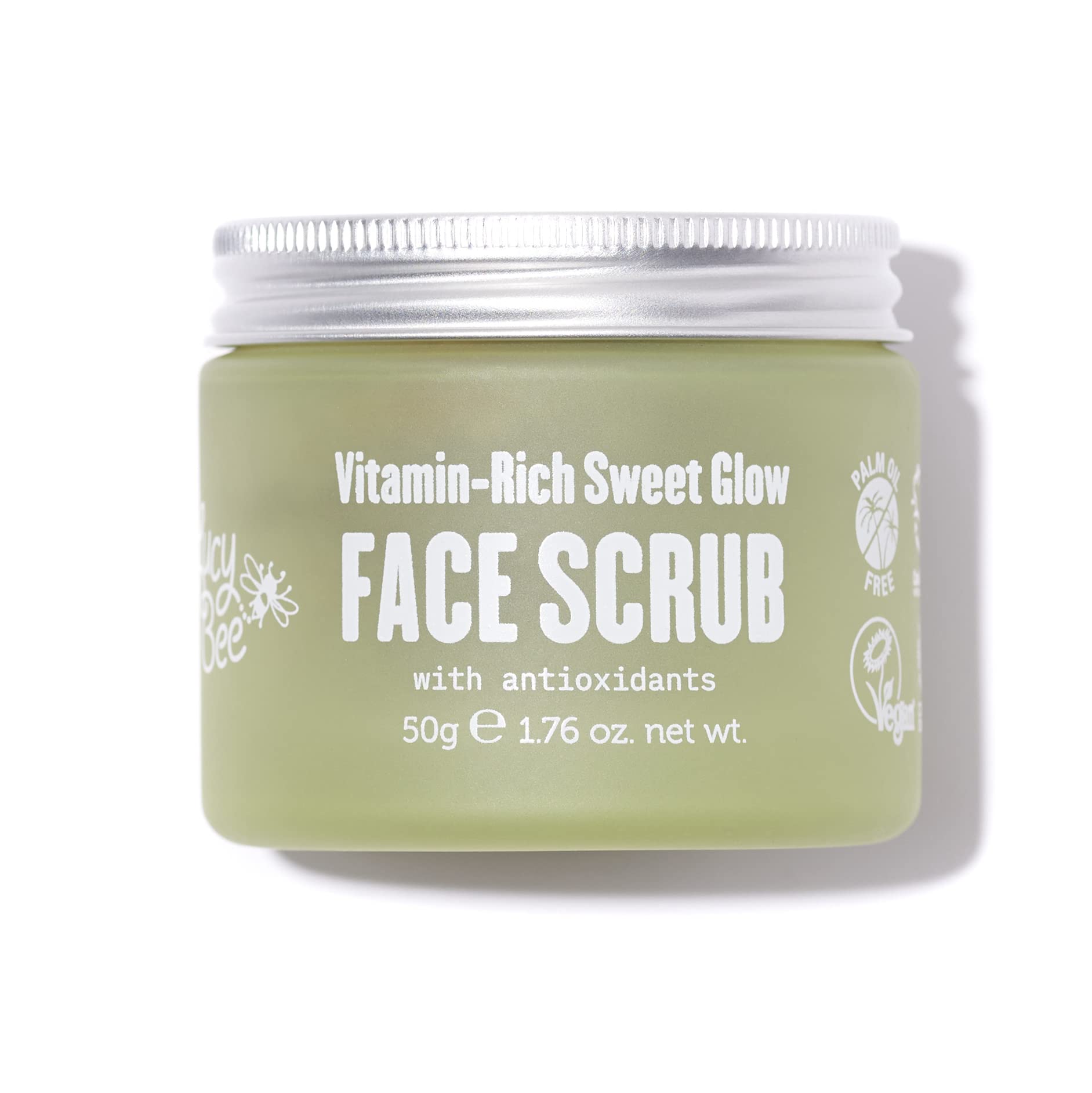 Lucy Bee Face Scrub 50g, Bright, Smooth Skin, Tan Prep, Coconut Sugar Face Exfoliator with Moisturising Coconut Oil, Pregnancy Safe, No Palm Oil, Certified Organic, Vegan & Cruelty Free,
