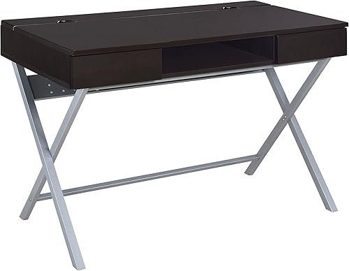 Coaster Furniture Connect-It 800117 - Escritorio con tomacorriente/compartimento de almacenamiento integrado, capuchino