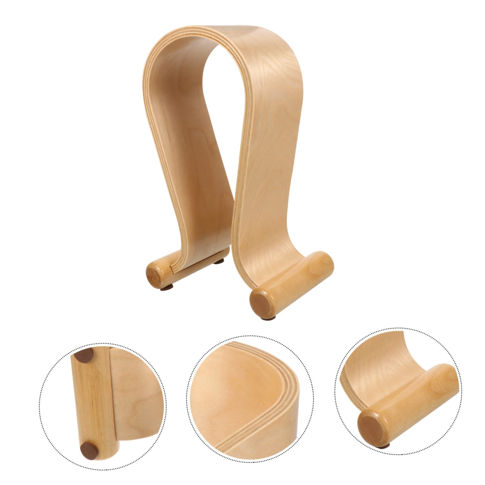 HOMSFOU Supporto per Cuffie in Legno di Espositore per Cuffie da Tavolo Compatibile la Maggior Parte Over-ear Design U Anti-foratura Organizza lo Spazio Sul Tavolo