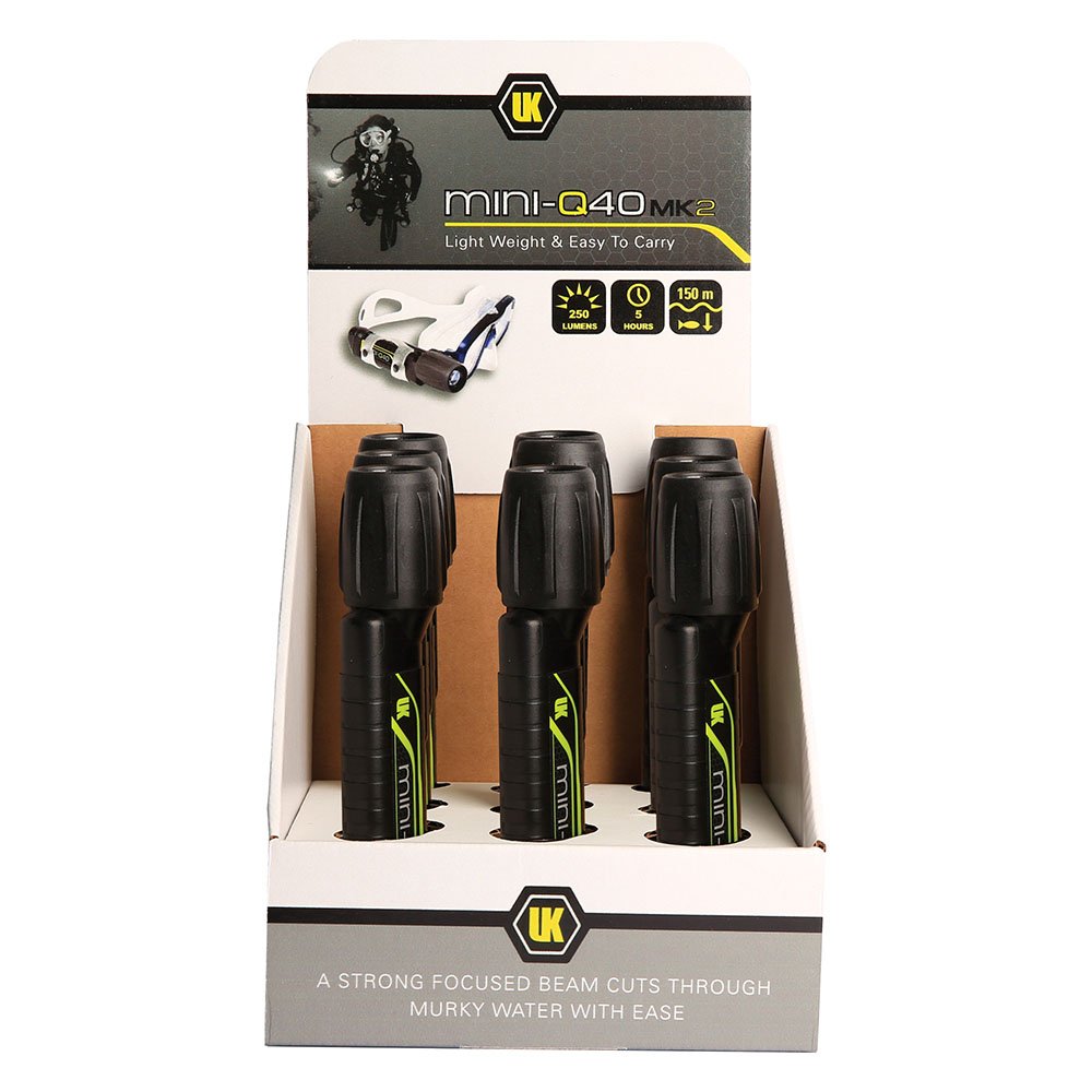 Underwater Kinetics MiniQ40 MK2 10-Pack Counter Display Black with Batteries