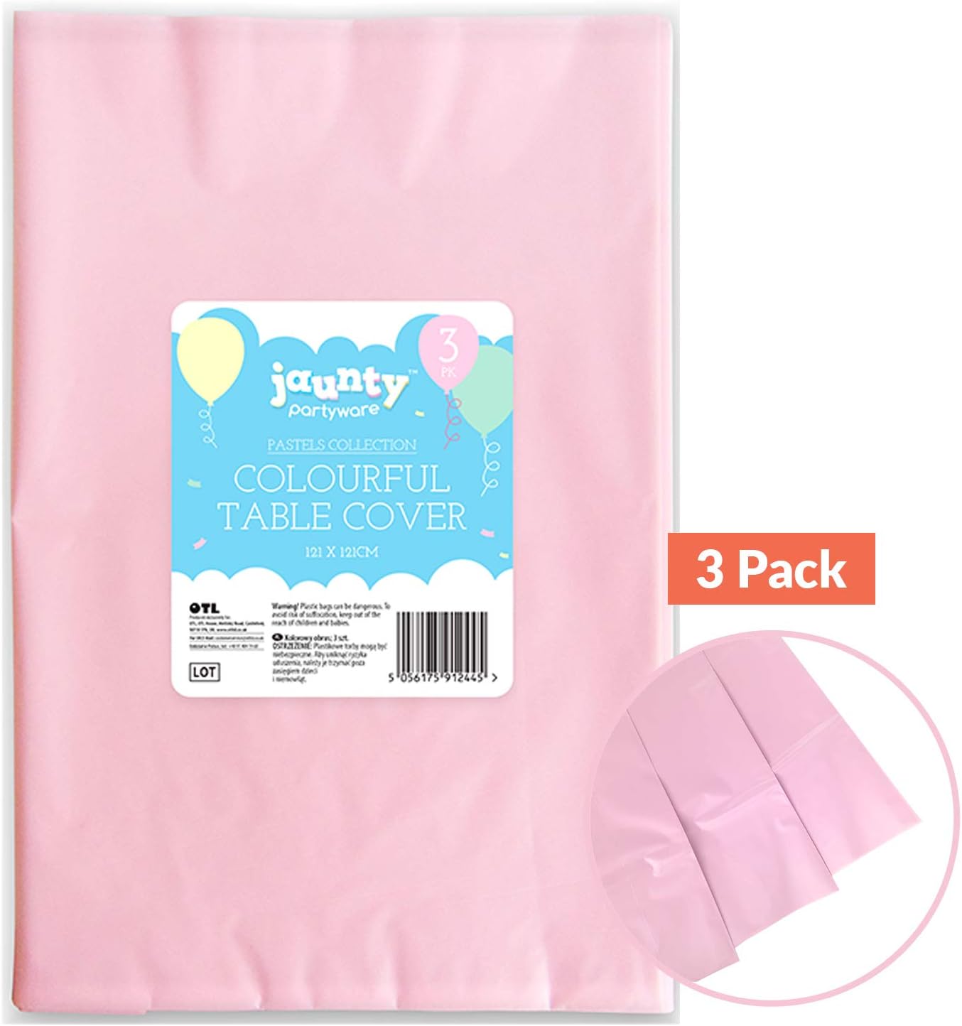 Sponsored Ad – Jaunty 3pk Pink Table Cloths Party 121x121cm Plastic Cover Disposable for Parties - Heavy Duty Spill Protection - Opaque Design for Weddings, Buffets, Catering, Outdoor Events, Gender Reveals & More
