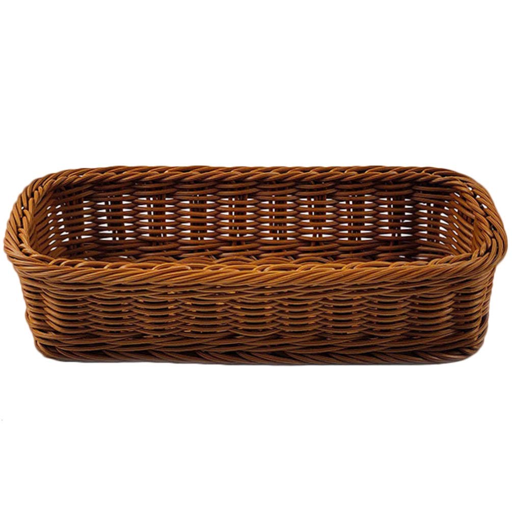 Cabilock 1pc Plastic Rattan Woven Japanese Style Cutlery Storage Basket for Kitchen and Dining Multifunctional Tableware Holder Capacity
