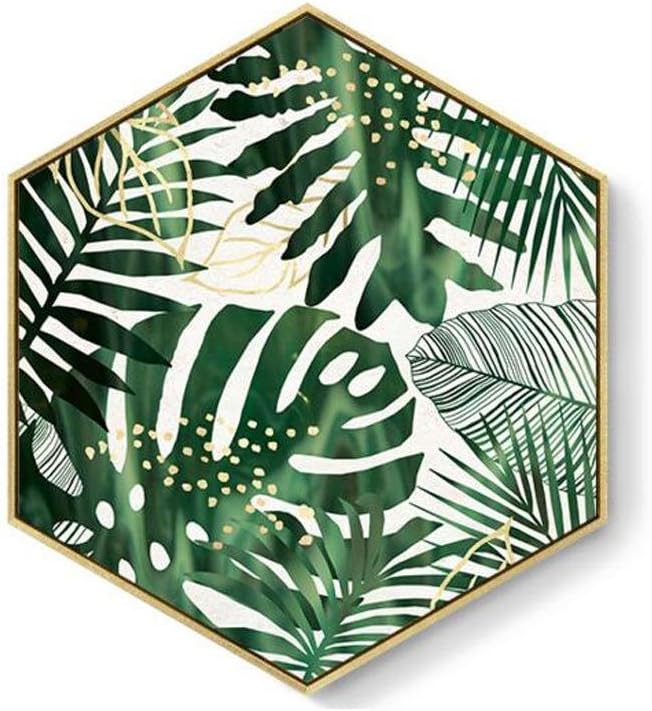 MINRAN DECOR Hexagon, Nordic, green plants Art Print Poster Canvas Painting Wall Pictures Home Decor - PS71222, 1, 35 * 40cm