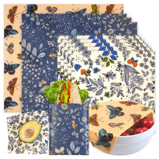 Reusable Beeswax Food Wraps, 9-Pack Set