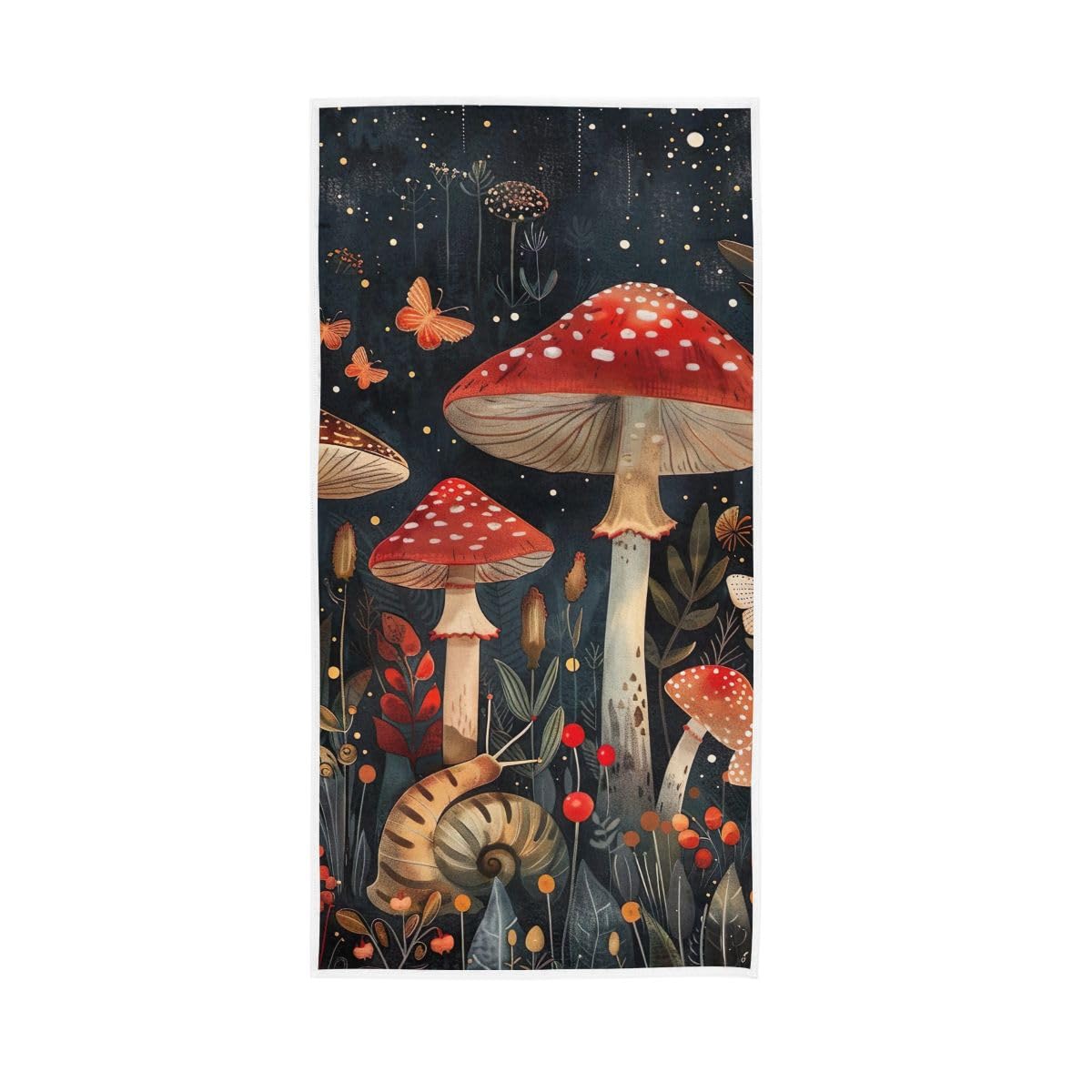 HUYGD Summer Mushrooms Hand Towel, Multipurpose Bathroom Towel for Bathroom, Gym, Hotel, Spa 15 x 30 Inches
