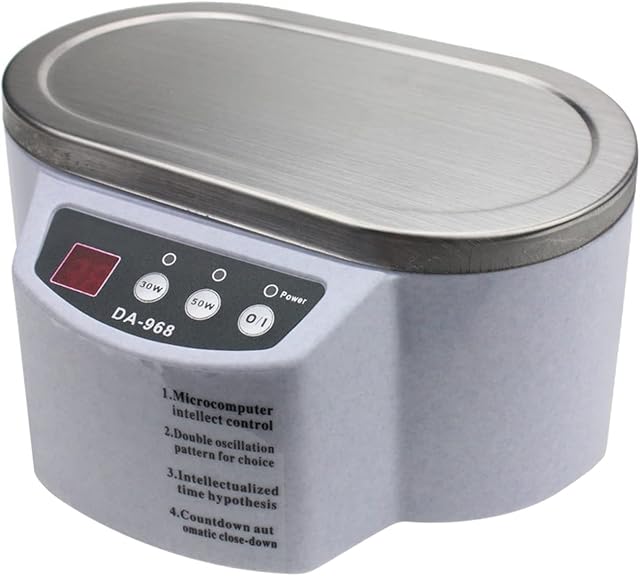 KKcare Limpador ultrassônico inteligente Mini máquina de limpeza ultrassônica doméstica Dupla máquina de limpeza de vibração ultrassônica 600ml tanque duplo poderes e temporizador para dentadura de moedas de joias de óculos