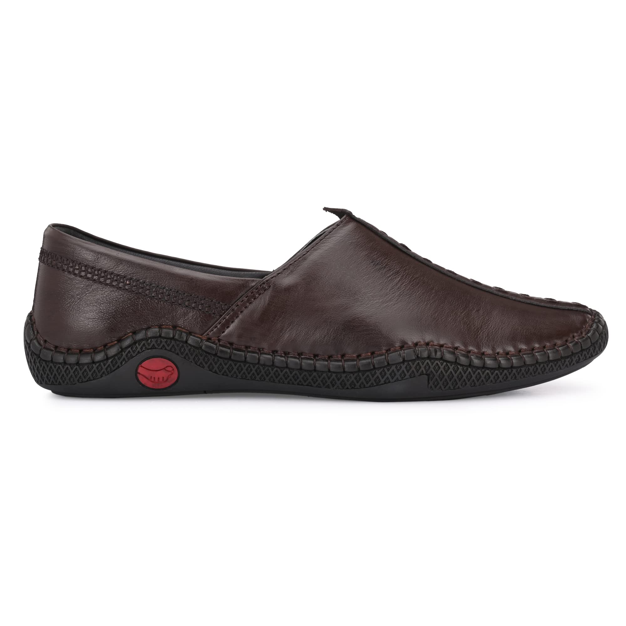 Octa marc Men's Genuine Leather Ethnic Loafer Shoe (Brown, Numeric_8) 3
