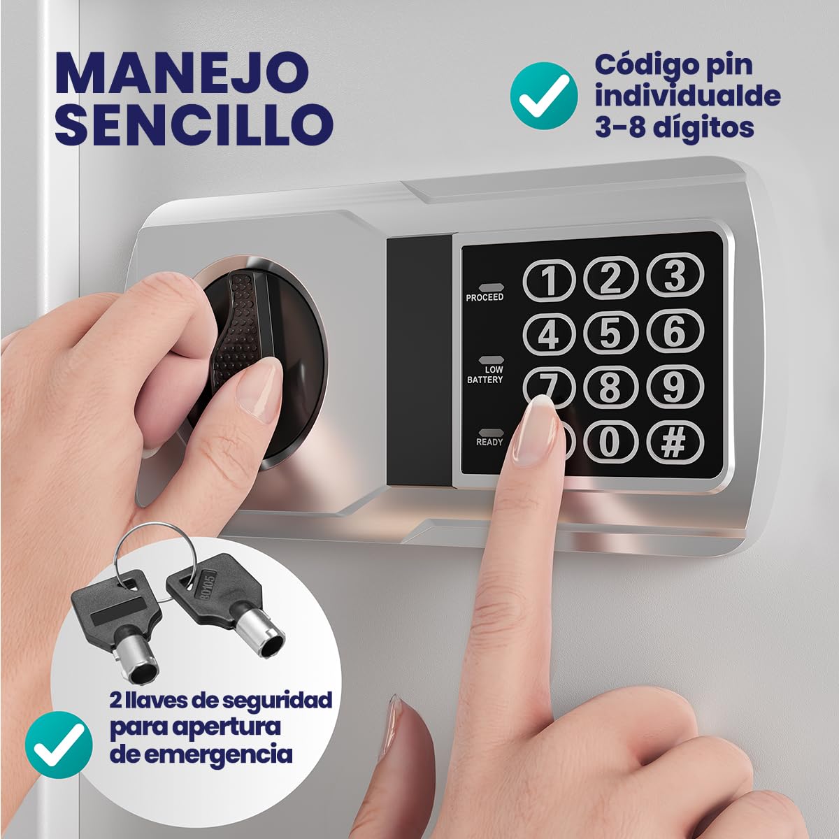 Deuba Caja Fuerte de Seguridad Electronica 35x40x40cm Cerradura de Combinación Pared Suelo Luz Interior Plata