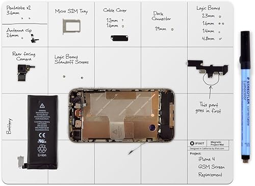 Miniatura 2 de iFixit Alfombrilla magnética para proyectos, superficie de trabajo magnética regrabable para reparación de electrónica, teléfono, laptop
