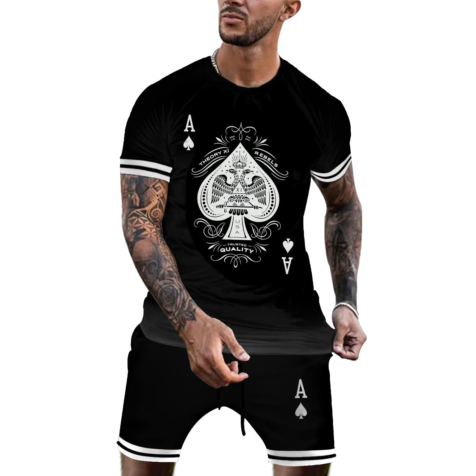 TZIISOA Mens Tracksuit 2 Piece Outfits Casual Summer Sport Set