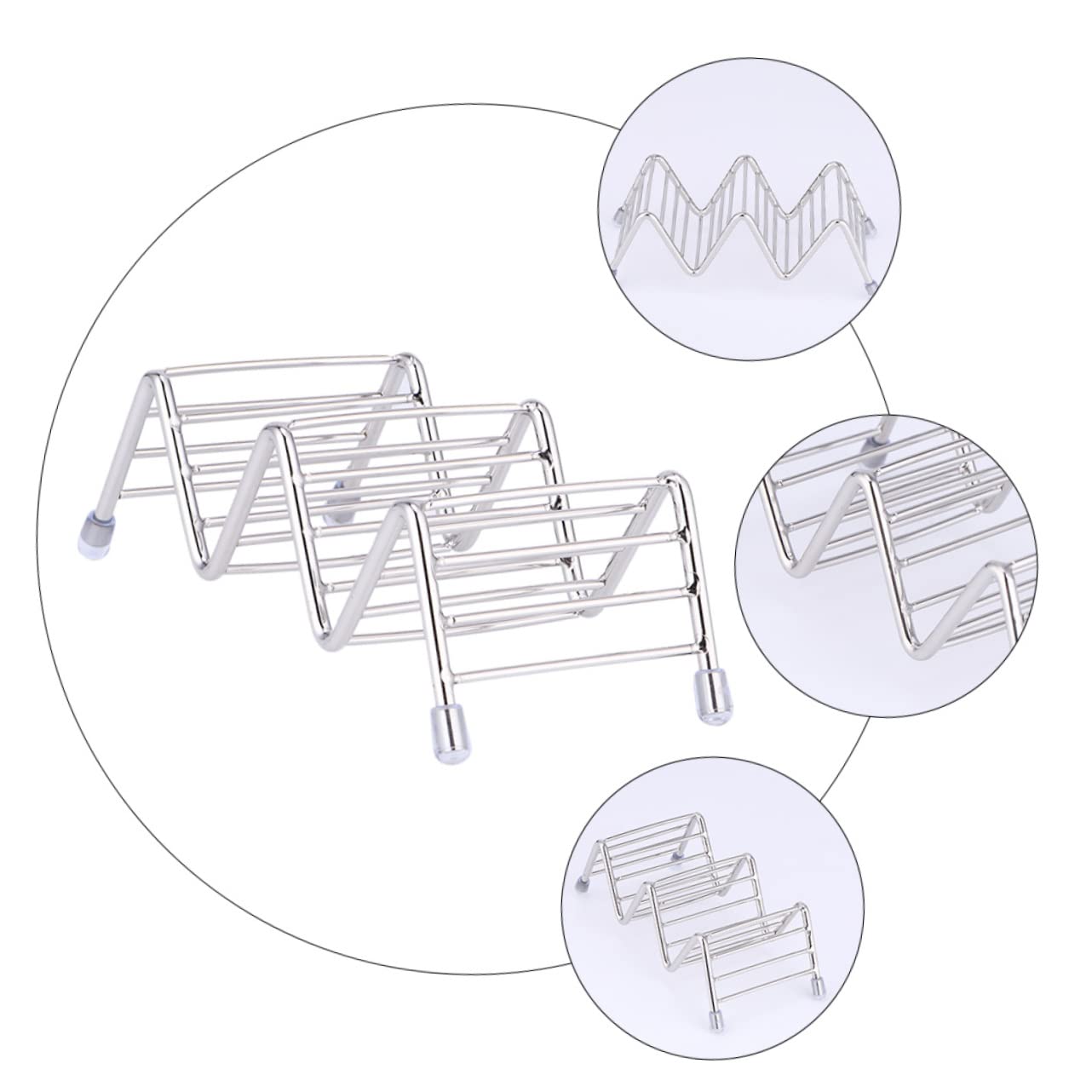 Cabilock 2 Series Soporte De Tacos Inoxidable De Servir Tortillas Estable Lavable Uso Casa Restaurantes 2 Piezas*2