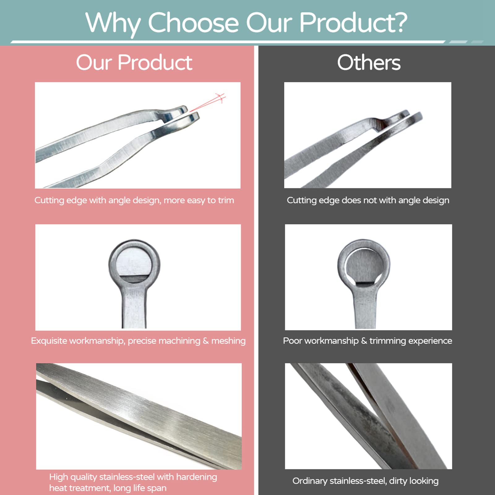AUSOMTEK Nose Hair & Ear Hair Trimming Tweezers, Eyebrow Grooming Scissors, Eyelash Clipper - Image 4