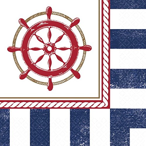 Amscan Anchors Aweigh Party Beverage Napkins, 16 Ct.
