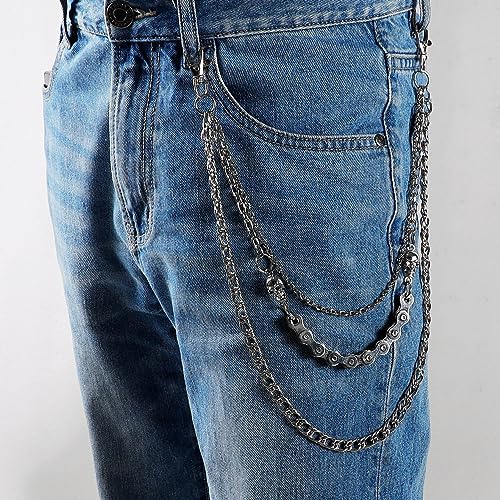 Eigso Y2K jeans chains for men women unisex multilayers silver gothic chain belt accessories for woman man retro vintage 80s link chain jeans accessory4