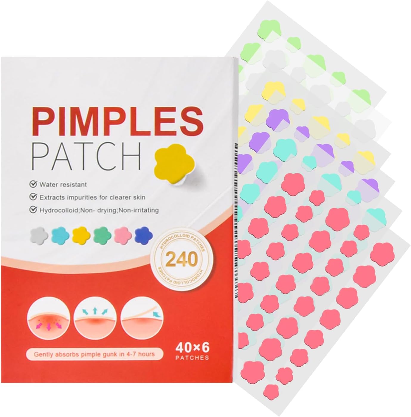 Puistjes-gezichtspleister, hydrocolloïde acne pleister 2-in-1 dag en nacht gebruik, hydrocolloïde pimple patch behandeling, anti-acne stippen met boomolie, kunnen snel van de spot afkomen