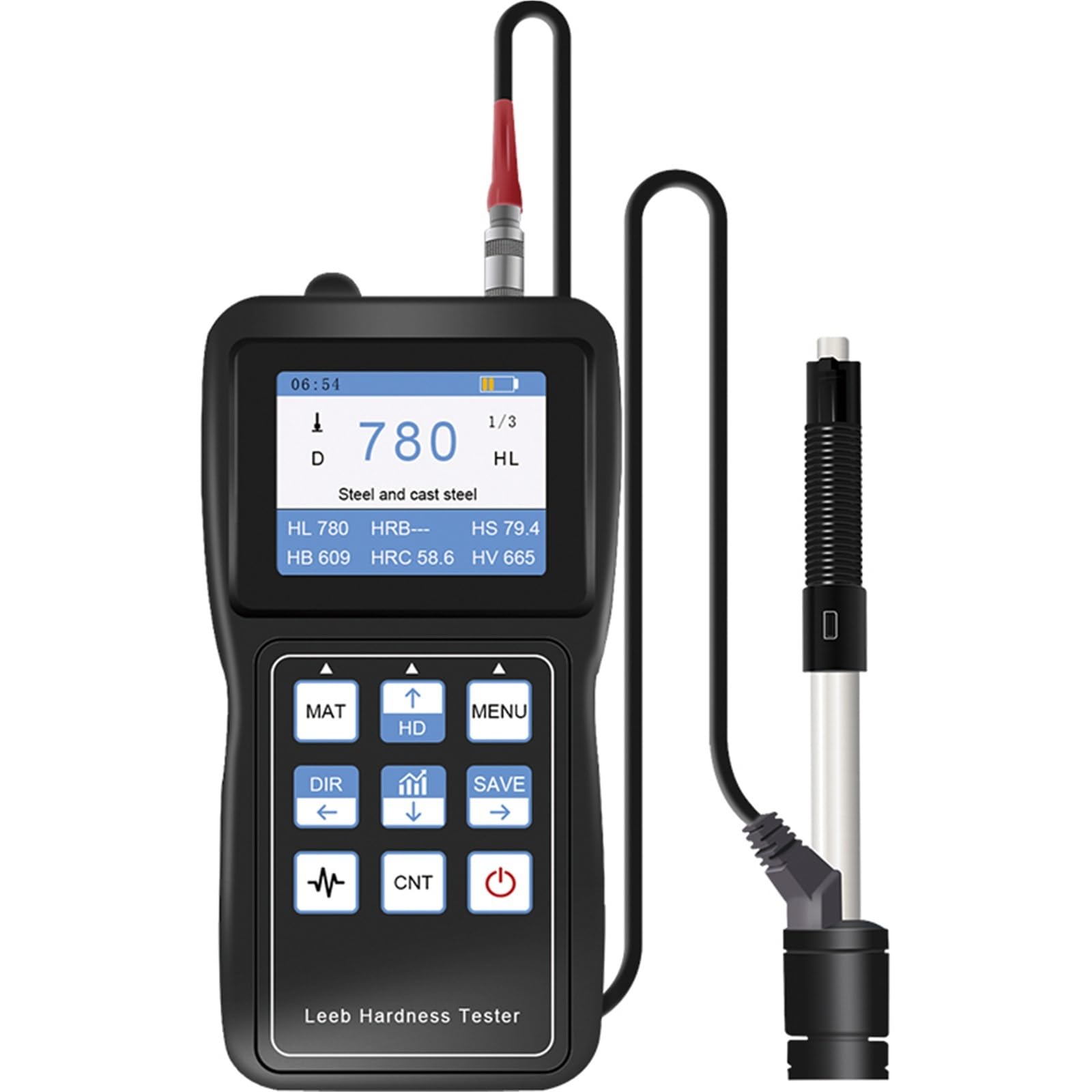 Hardness Tester, Leeb Hardness Tester High Precision Color Screen Full-Scale Hardness Tester Split Portable Leeb Hardness Tester