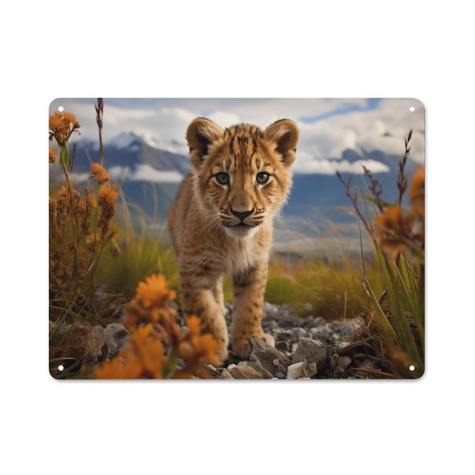 Junmoney Style-17 Office Metal Sign With A Young Lion Design 30X40cm, Classic Study Room Decor For Office, Study, Studio Or Hallway