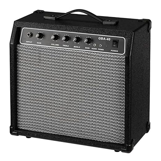 Ktaxon 40Watt Bass Amplifier, Portable Electric Bass Amp with Retractable Handle, Practice & Performance Bass Guitar AMP W/ 8" Speaker, 5 Buttons, 1/8" Auxiliary Input (Black)