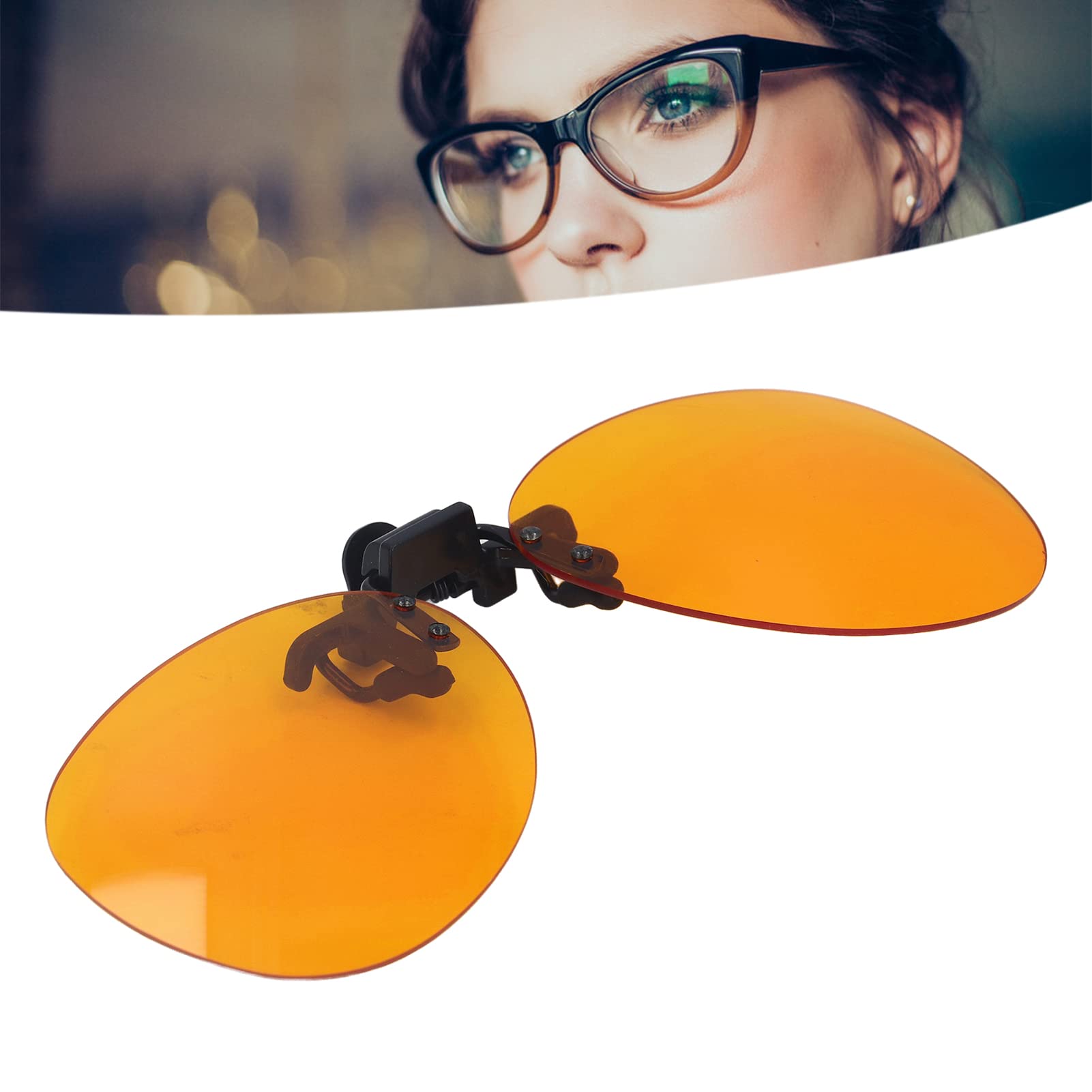 Fafeicy Clip per Occhiali con Filtro Luce Blu, Protezione UV, Blocco 99% Luce Blu 400-500nm, Rotazione 180 Gradi, Arancione