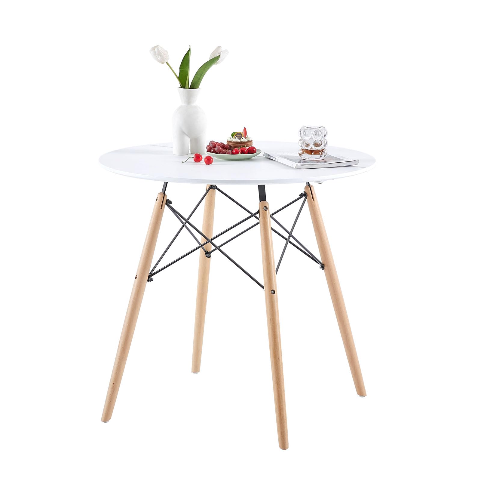 Ensemble de table de salle à manger ronde avec 2 chaises noires