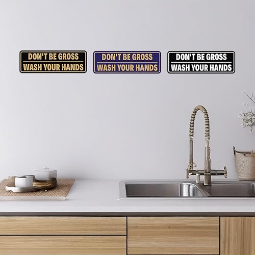 Miniatura 4 de Letrero para puerta o pared, diseño de "Don't Be Gross ("Don't Be Gross - Wash Your Hands") - NegroDorado -