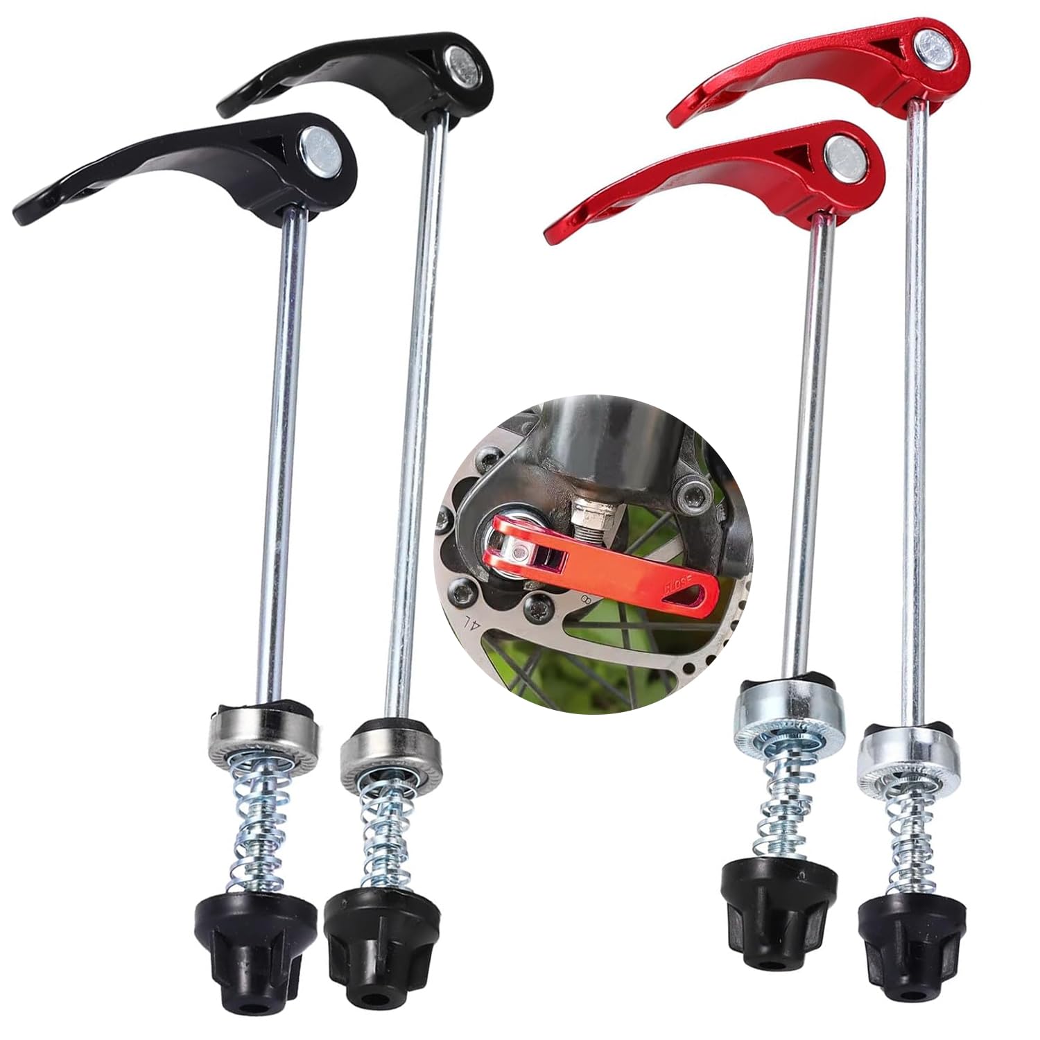Uskerb 4PCS Quick Release Skewer Wheel Hub Set, Front and Rear Bicycle Axle, Quick Release Bike Wheel Hub Lever Axle, Durable Bicycle Parts (Silver)
