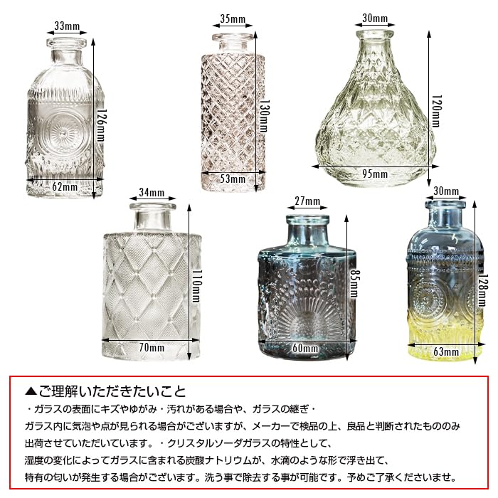 Amazon.co.jp: JUHAN ミニレトロガラス花瓶 おしゃれ ガラス 透明 北欧