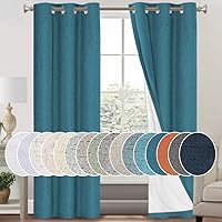 Vista 44 de PrinceDeco Cortinas de lino 100% opacas para dormitorio/sala de estar, reducen el ruido, cortinas de ventana con bloqueo de luz, cortinas