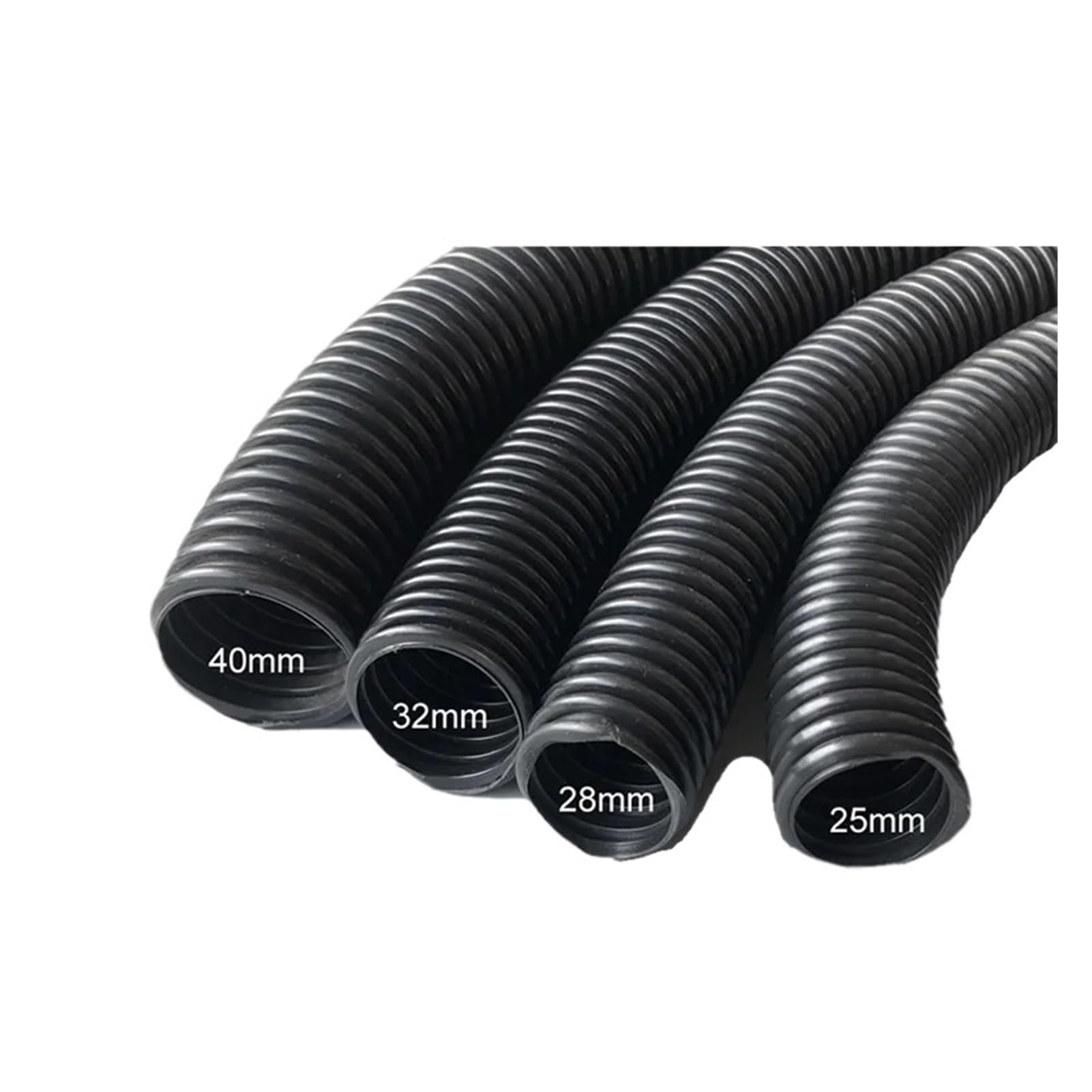 Tubo Flessibile Filettato Nero For Aspirapolvere, Diametro Interno 25mm 28mm 32mm 40mm, Adatto Universale For La Maggior Parte Degli Aspirapolvere, Parti Di Ricambio A Soffietto Durevoli(25mm x10m)