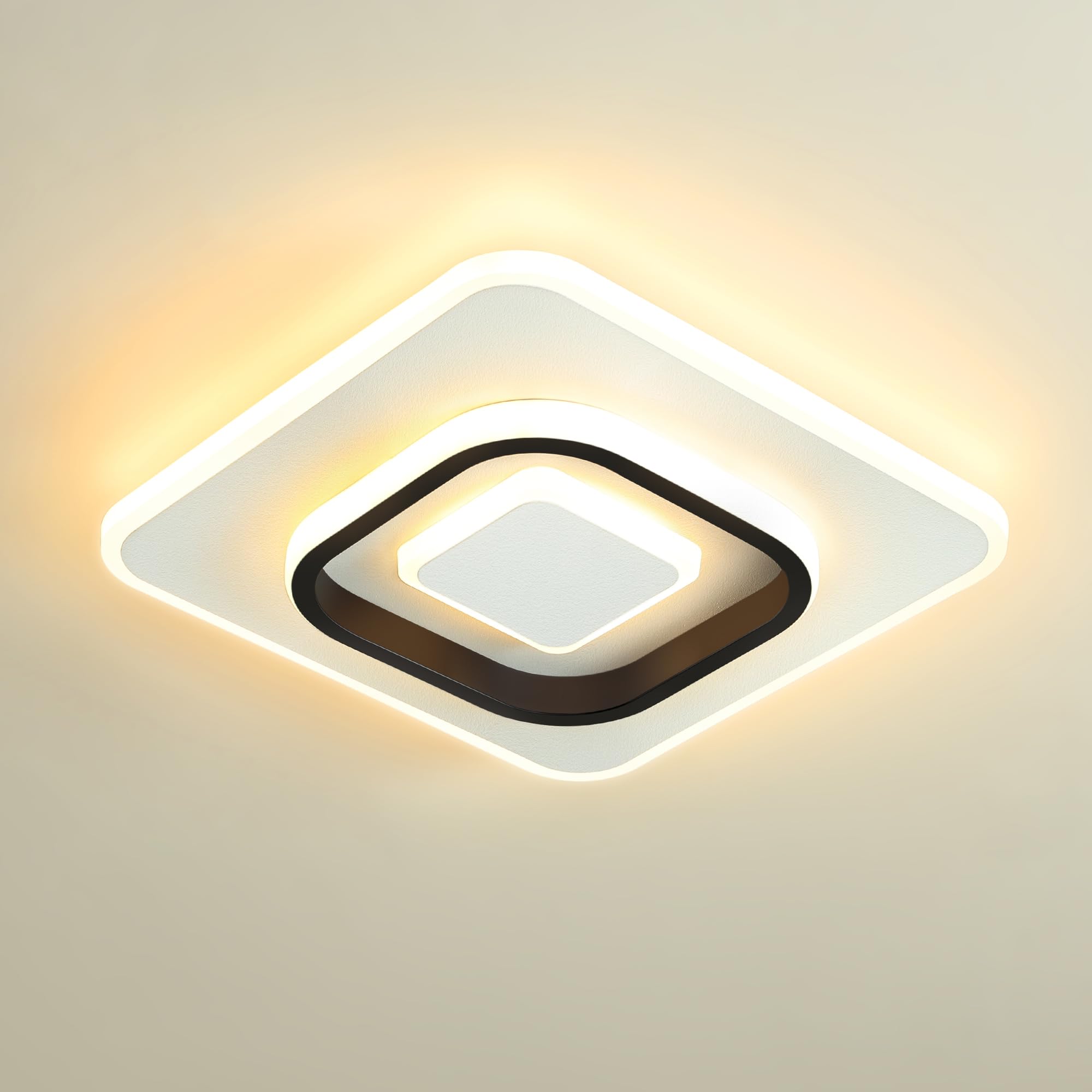 Plafonnier LED Moderne 23W, 3000K/4500K/6500K Lampe Plafond 2300lm CRI≥80, Luminaire Plafonnier pour Salon, Chambre, Bureau, Cuisine et Couloir avec Fonction Mémoire Blanc