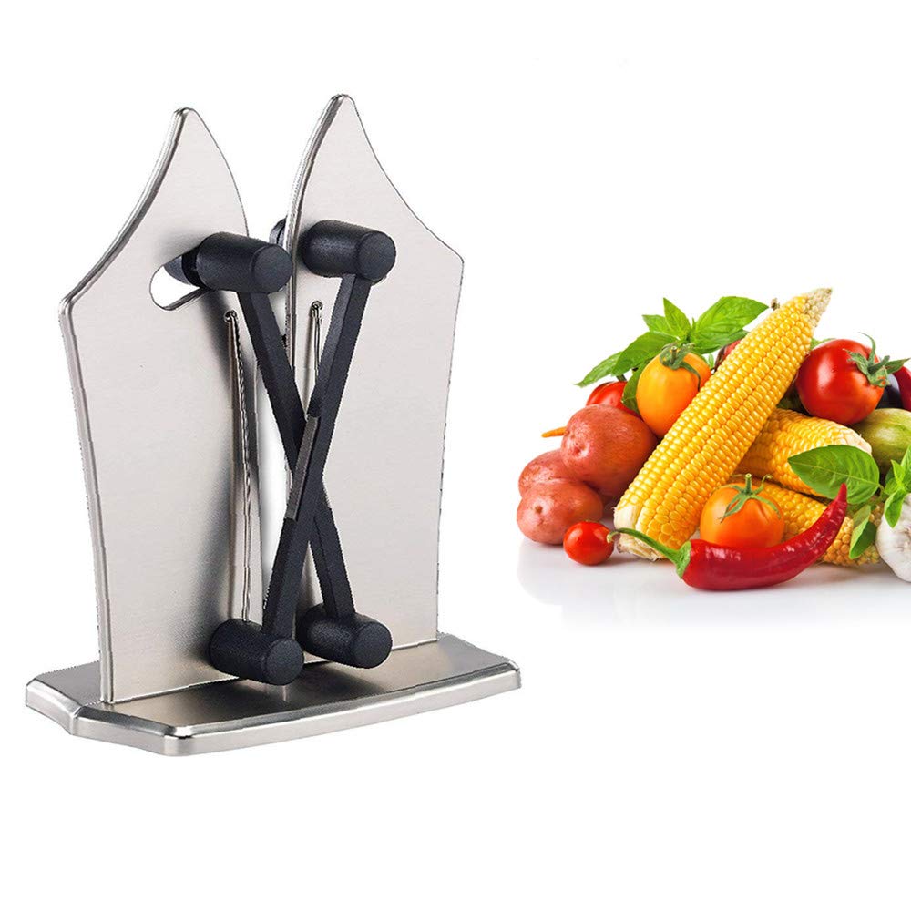 Affilacoltelli Professionale Manuale Per Coltelli Da Cucina, In Acciaio, Con Due Estremità Regolabili, Per Coltelli Lisci E Seghettati, Affilatura Rapida, Sicuro E Fcile Da Usare