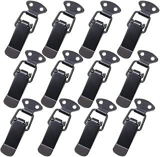 12 Pcs Black Spring Hasp,Metal Spring Loaded Toggle Draw Latch Catch Hasp Hardware for Wooden Case Toolboxes/Cabinet Boxes/Drawer/Toolbox