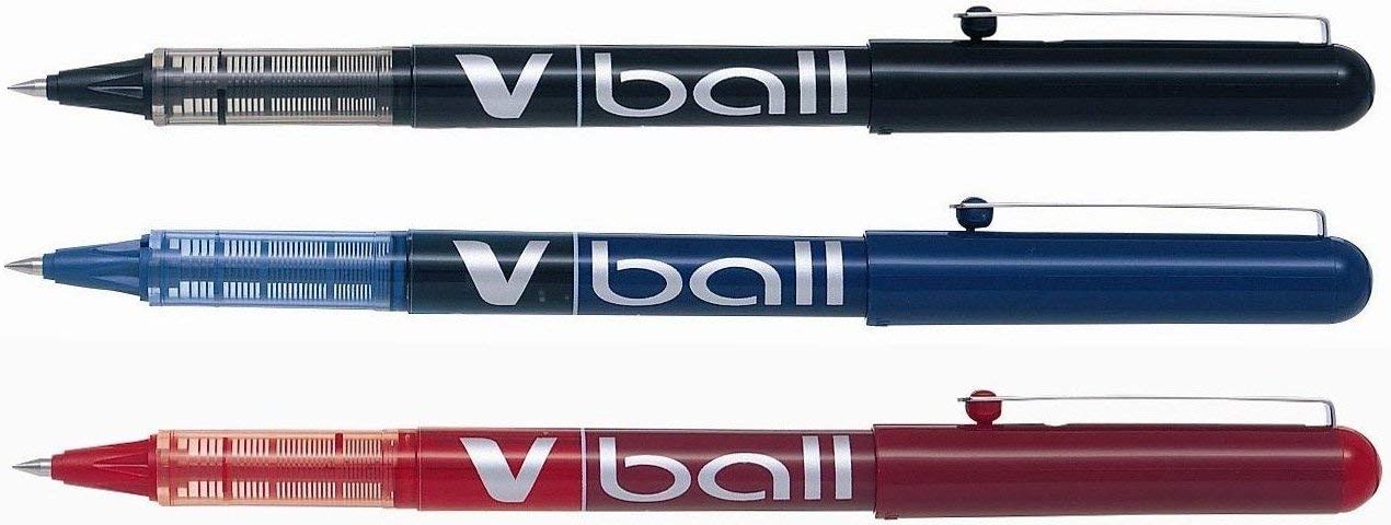 Pilot V-Ball 0.5 Liquid Ink Rollerball Pen Wallet of 3 - Assorted Colours