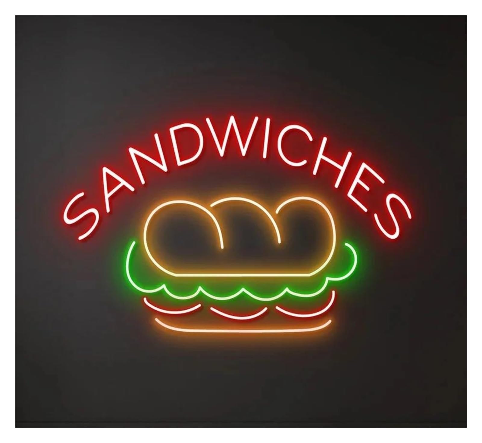 Sign Lamp Sandwiches Neon Sign Business Wall Decor USB Powered Lamps Fast Food Restaurant Welcome Signboard 51cm