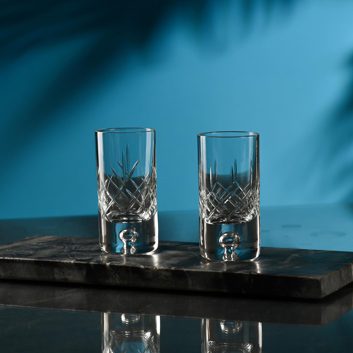 KROSNO Saga Kieliszki do Wódki 50 ml, Zestaw 6 Sztuk, Kryształowe Szkło, Ręcznie Wykonane, Prezent